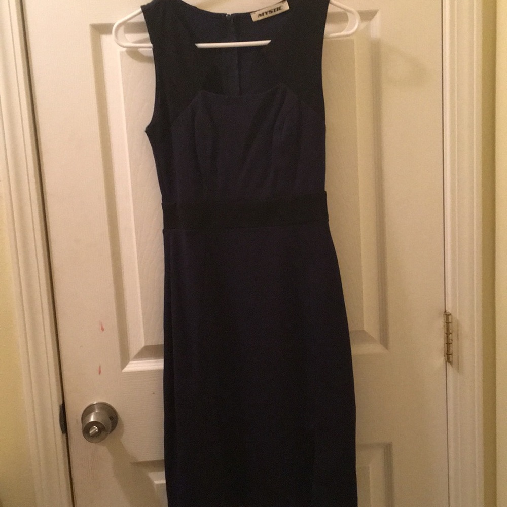 Retro Navy Minidress with Slit